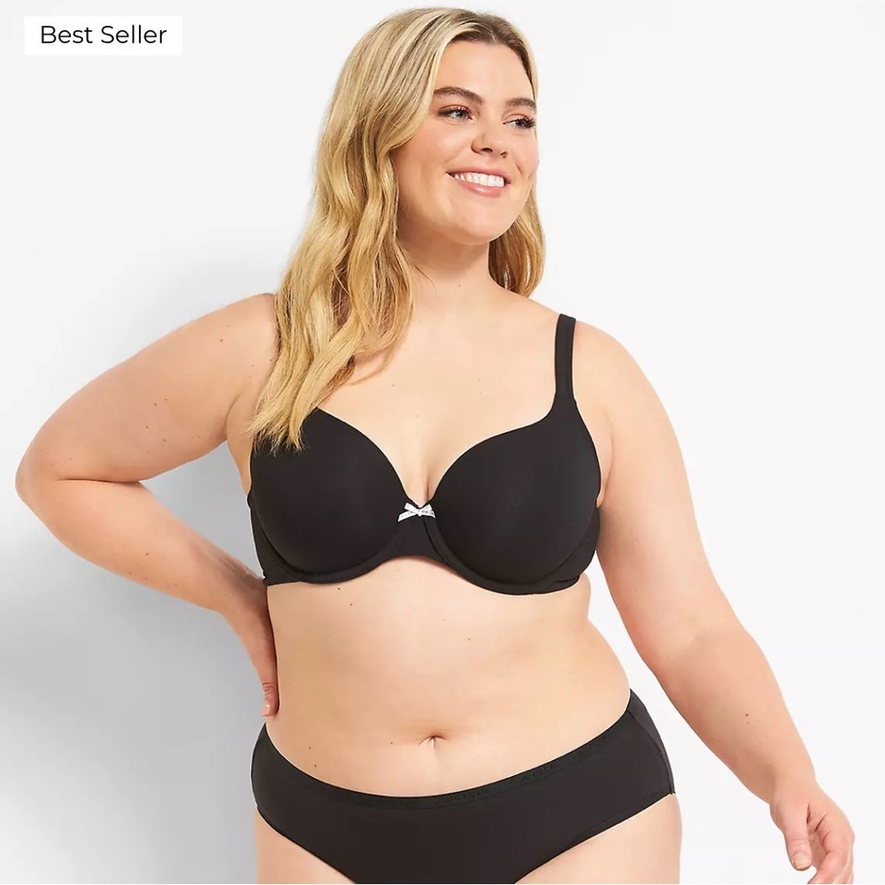 Women’s‎ NWT Lane Bryant Cacique Lightly Lined T-Shirt Bra Black 44 DD